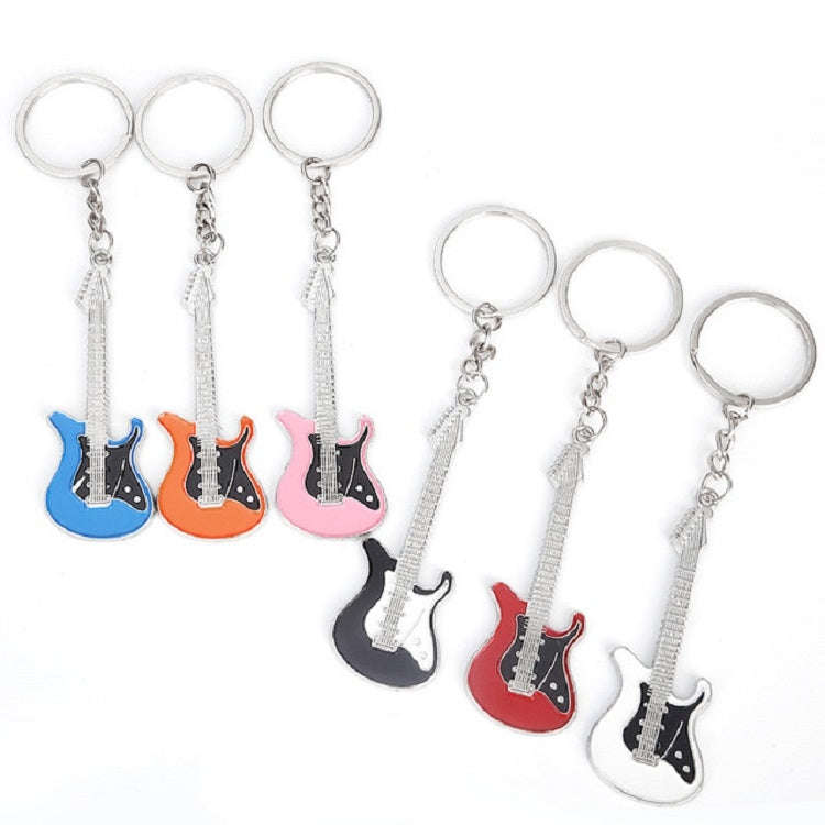 2 PCS Creative Guitar Keychain Metal Musical Instrument Pendant(Red)