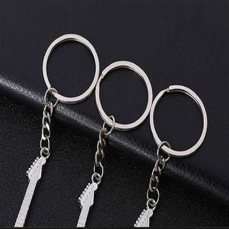 2 PCS Creative Guitar Keychain Metal Musical Instrument Pendant(Red)