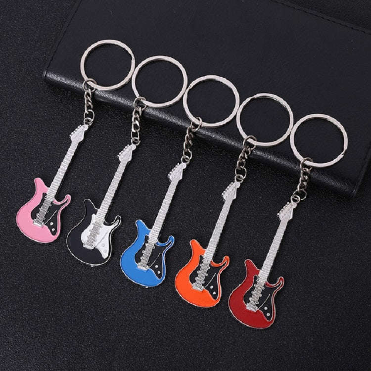 2 PCS Creative Guitar Keychain Metal Musical Instrument Pendant(Red)