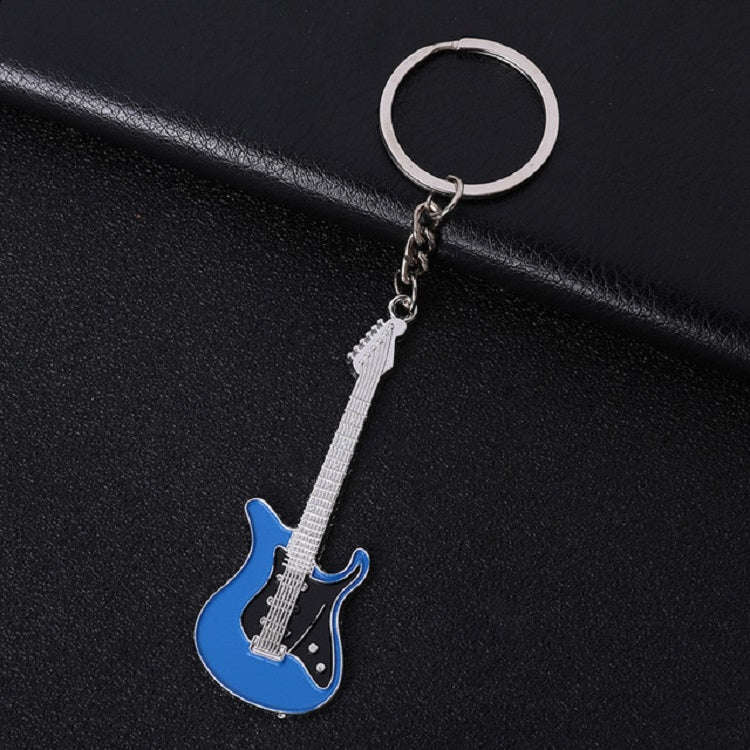 2 PCS Creative Guitar Keychain Metal Musical Instrument Pendant(Blue)