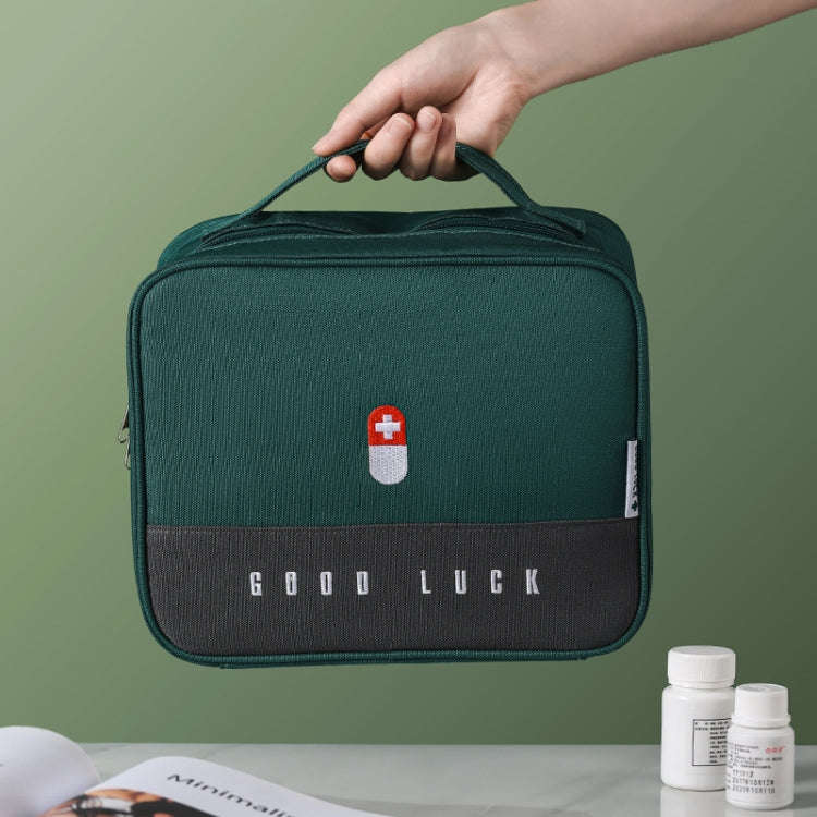 Thickened Large-Capacity Multifunctional Medicine Box Family Portable Storage Bag(Gray)