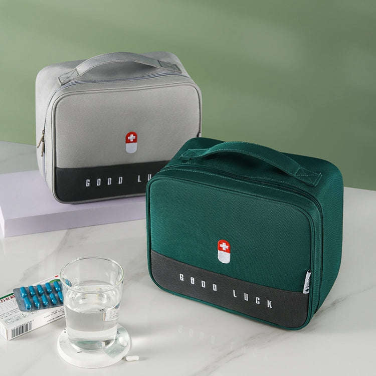 Thickened Large-Capacity Multifunctional Medicine Box Family Portable Storage Bag(Gray)