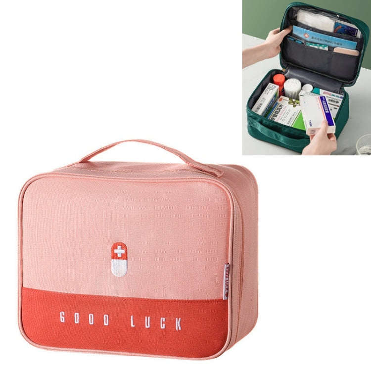 Thickened Large-Capacity Multifunctional Medicine Box Family Portable Storage Bag(Pink)