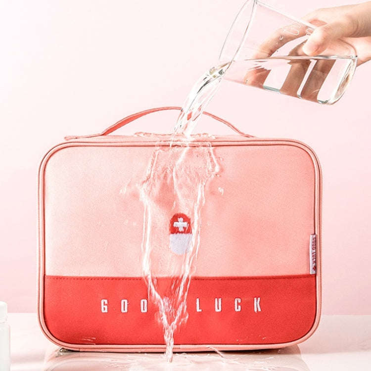 Thickened Large-Capacity Multifunctional Medicine Box Family Portable Storage Bag(Pink)