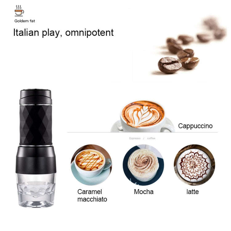 Portable Hand Pressure Espresso Machine Outdoor Accompanying Mini Coffee Cup(Black)