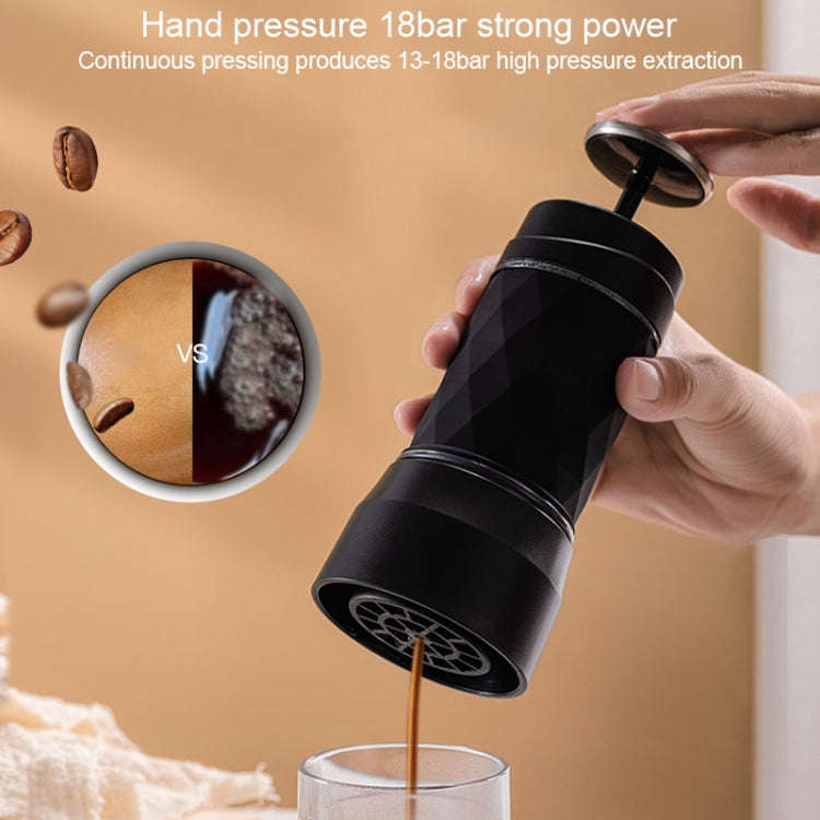 Portable Hand Pressure Espresso Machine Outdoor Accompanying Mini Coffee Cup(Black)