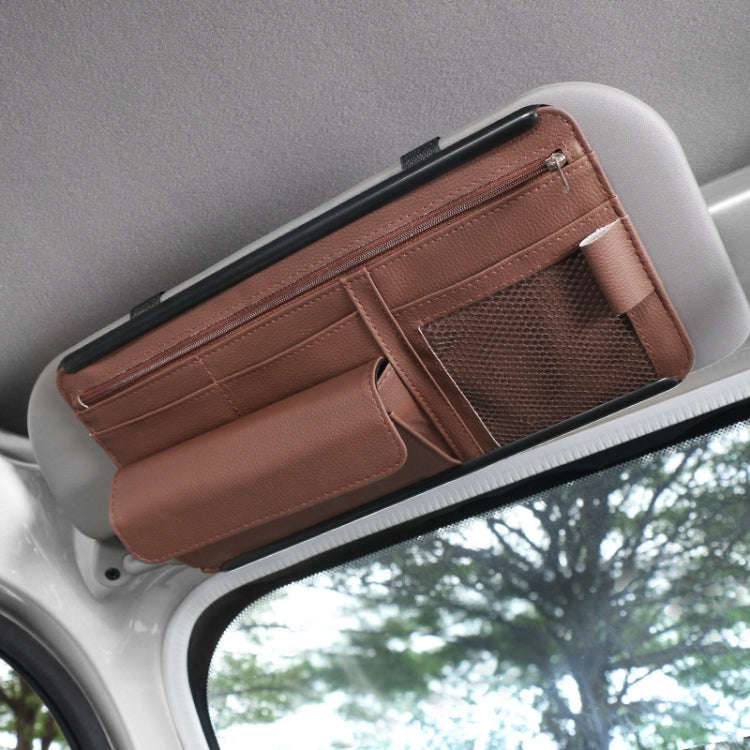Car Sun Block Glasses Case Document Holder Car Plastic Frame Zipper Type Multi-Function Card Bag ...