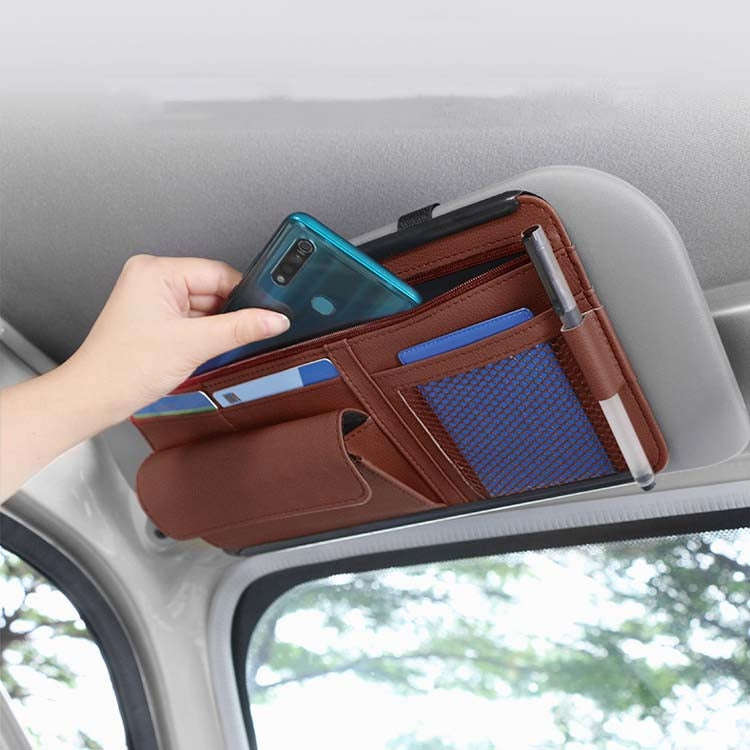 Car Sun Block Glasses Case Document Holder Car Plastic Frame Zipper Type Multi-Function Card Bag ...