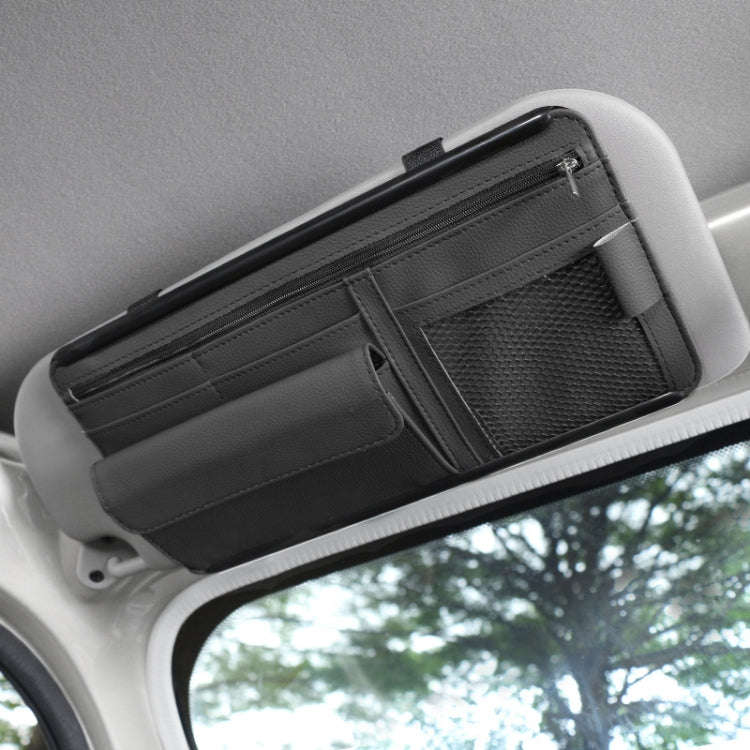 Car Sun Block Glasses Case Document Holder Car Plastic Frame Zipper Type Multi-Function Card Bag ...