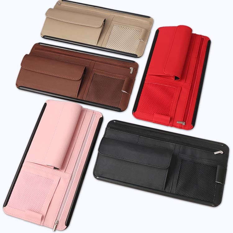 Car Sun Block Glasses Case Document Holder Car Plastic Frame Zipper Type Multi-Function Card Bag ...