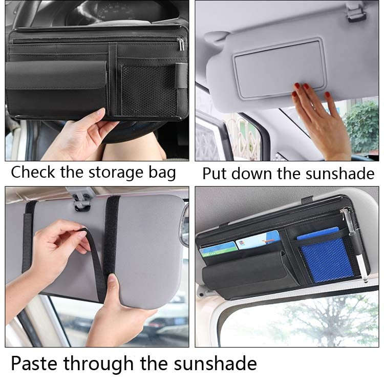 Car Sun Block Glasses Case Document Holder Car Plastic Frame Zipper Type Multi-Function Card Bag ...