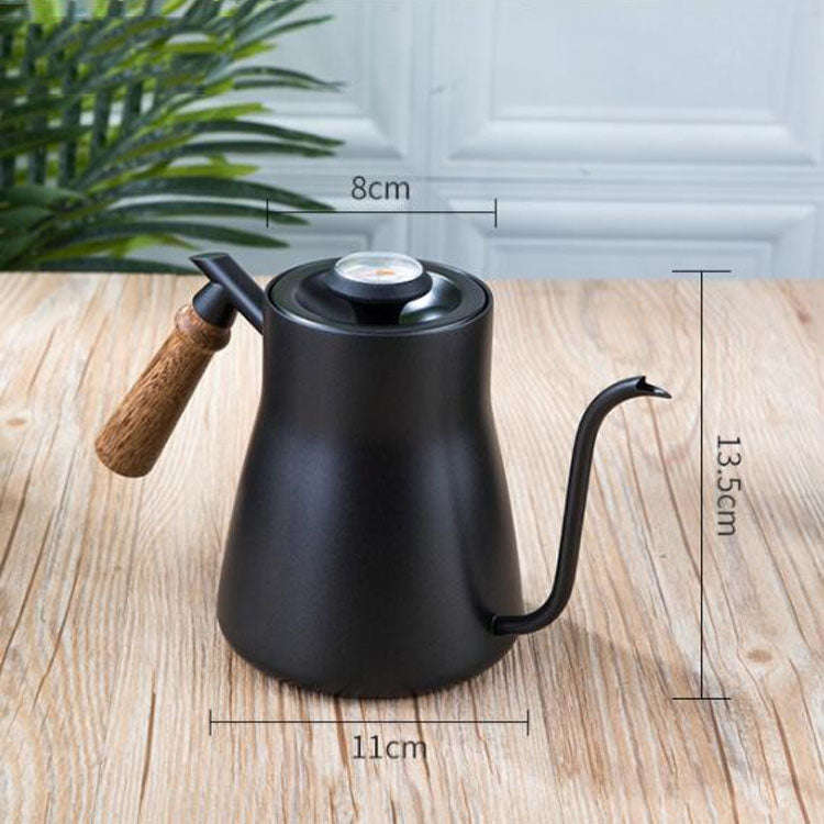 304 Stainless Steel Coffee Hand Pot Wooden Handle Coffee Pot Teflon Long-Mouth Slender Pot, Style...