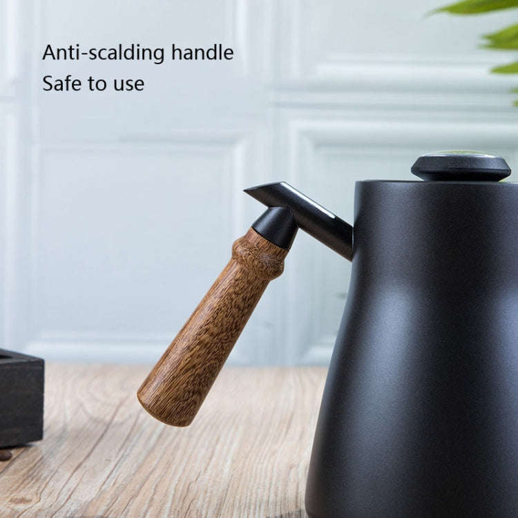 304 Stainless Steel Coffee Hand Pot Wooden Handle Coffee Pot Teflon Long-Mouth Slender Pot, Style...