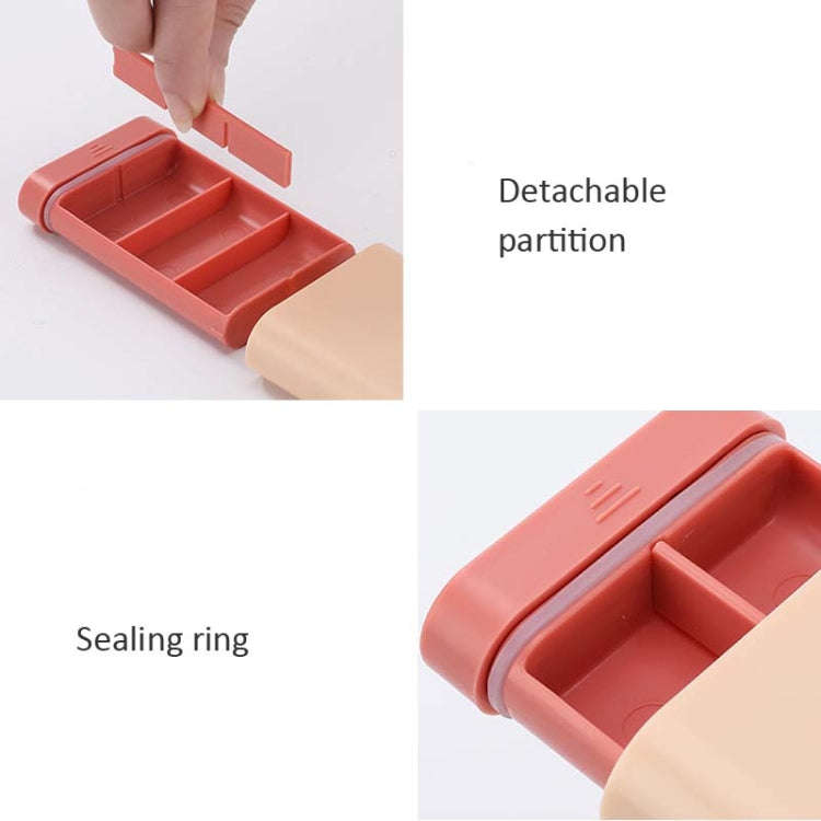 3 PCS Portable Sealed Pill Storage Box Divided Into Compartments Portable Mini Pill Box(Green)