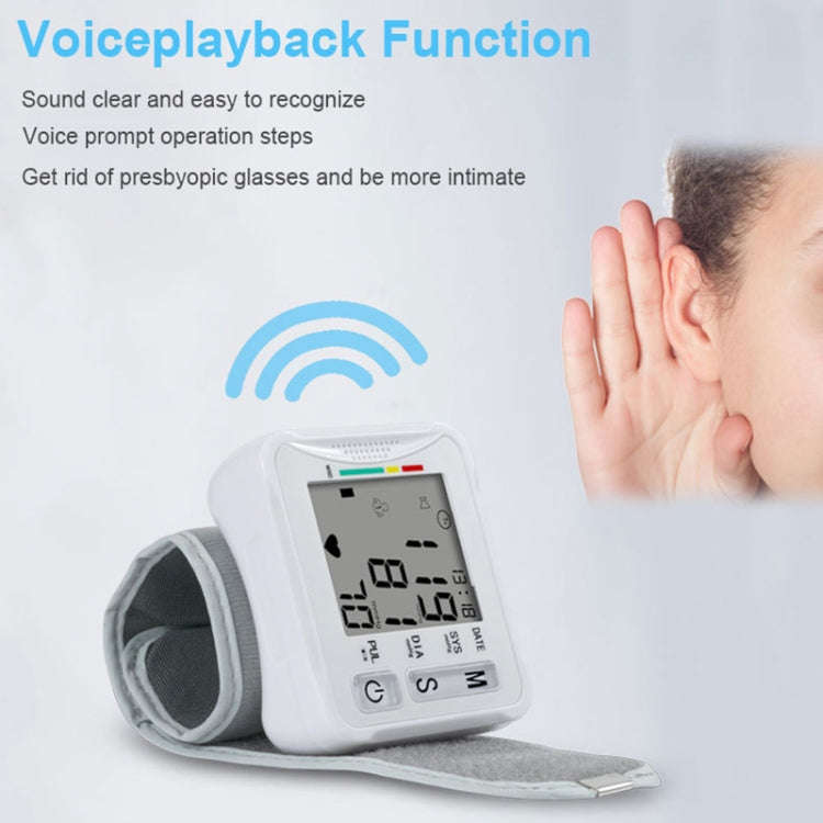 KWL-W01 Home Automatic Smart Wrist Electronic Sphygmomanometer, Style: English With Voice(White)