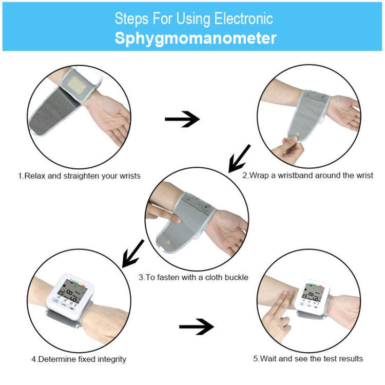 KWL-W01 Home Automatic Smart Wrist Electronic Sphygmomanometer, Style: English With Voice(White)