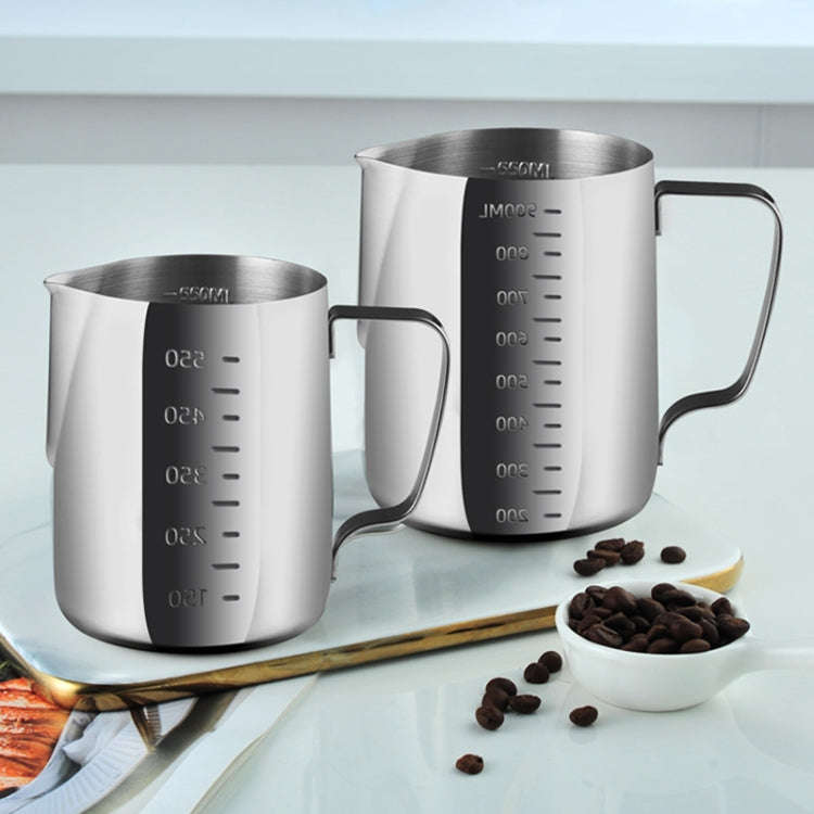 1000ml 304 Stainless Steel Pointed Mouth Etched Cup Graduated Measuring Cup Milk Foam Cup Coffee Pot