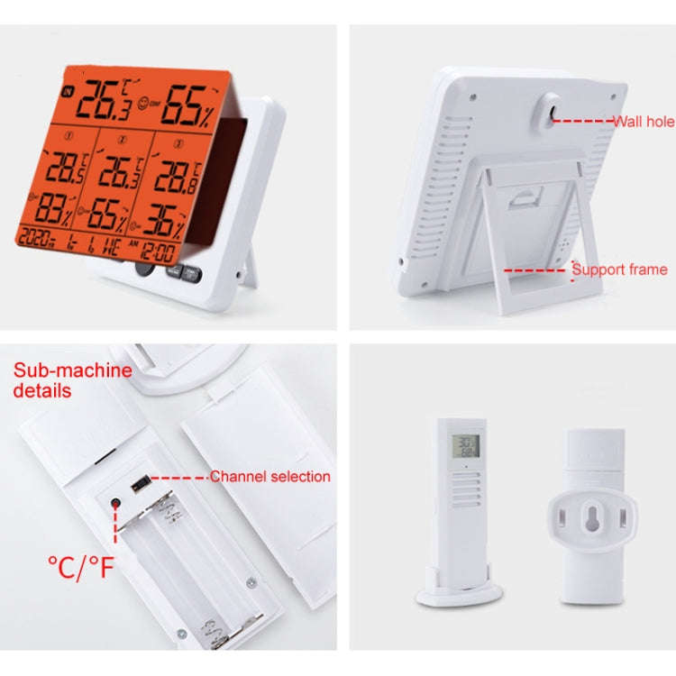 Three Dragged Multi-Function Wireless Thermometer And Hygrometer Indoor And Outdoor High-Precisio...