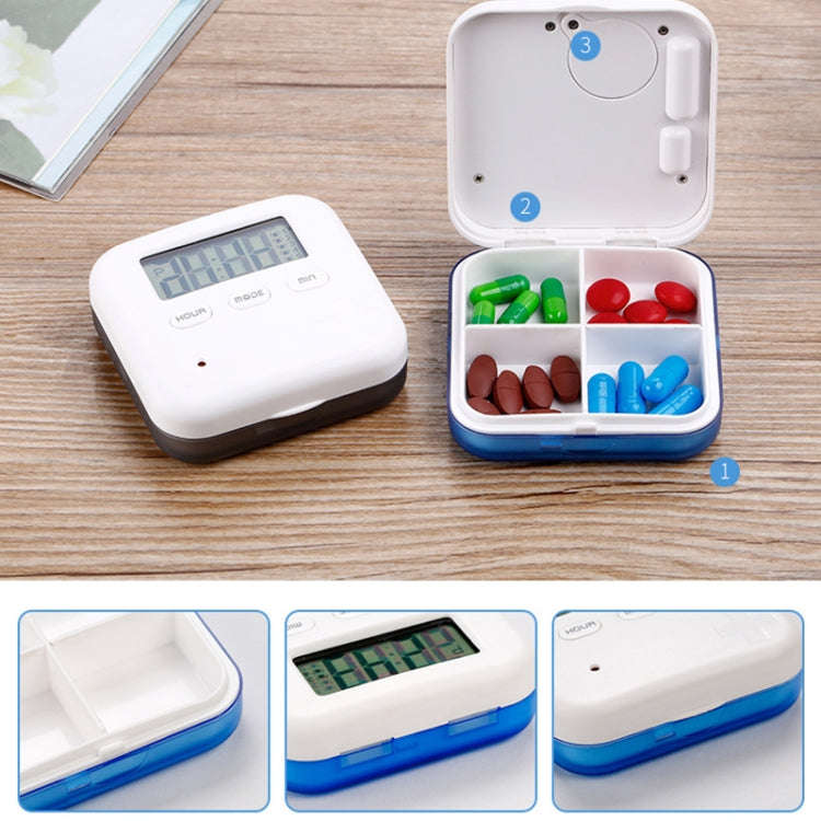 Electronic Smart Timing Medicine Box Portable Medicine Dispensing Storage Box(Blue)