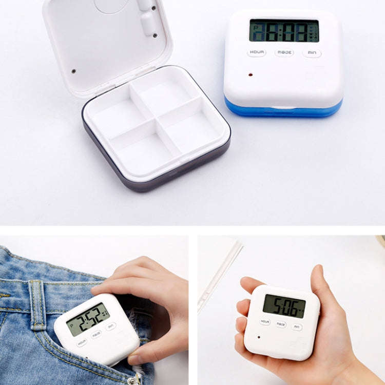 Electronic Smart Timing Medicine Box Portable Medicine Dispensing Storage Box(Blue)