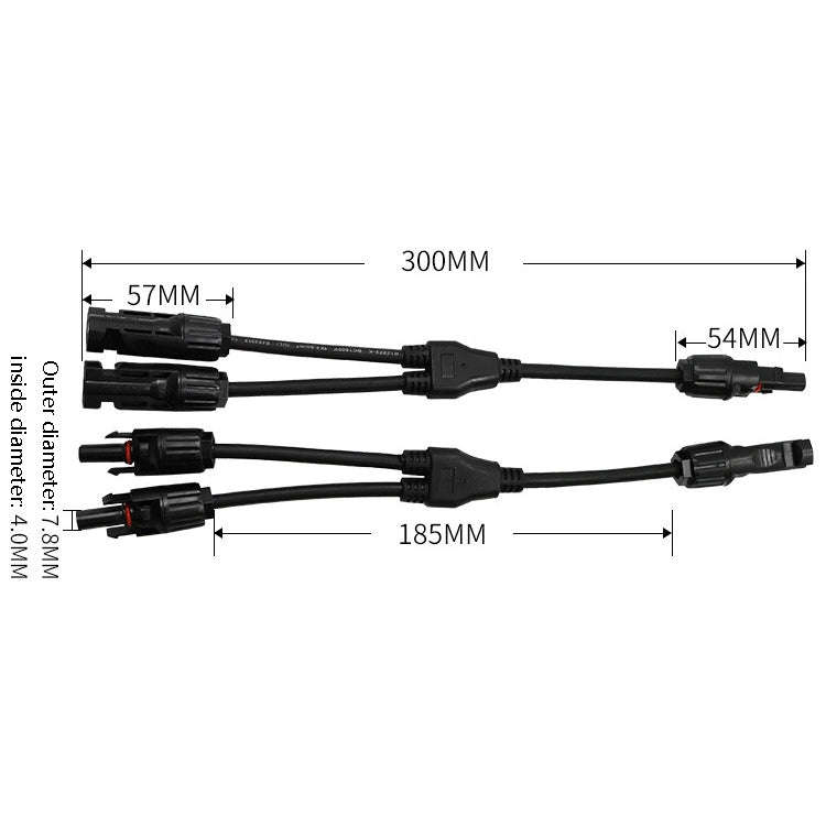 1 Pair MC4 Three-way Y Type MC4 Photovoltaic Connector Solar Branch Connector Solar Panel Male An...