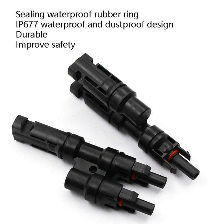 1 Pair MC4 Three-way T Type MC4 Photovoltaic Connector Solar Branch Connector Solar Panel Male An...