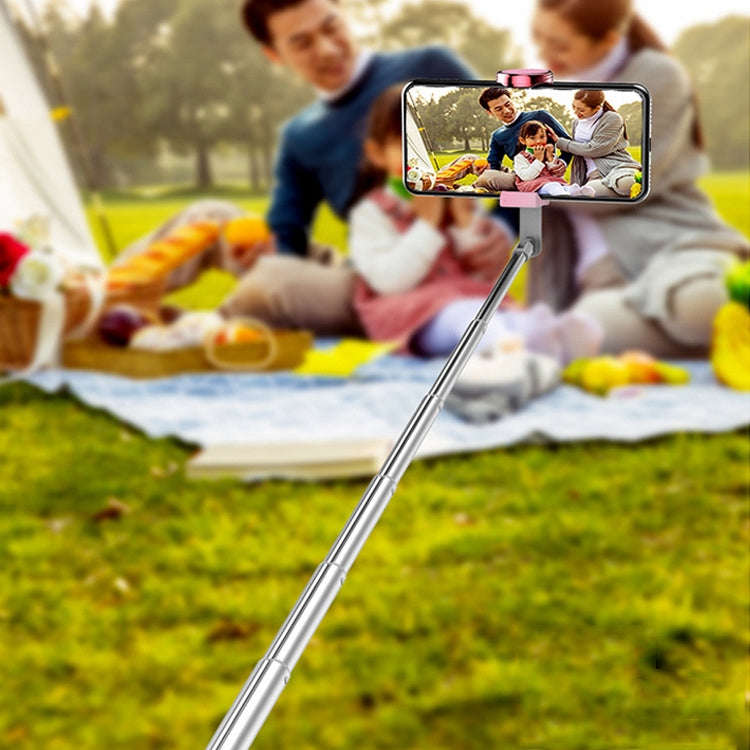 Y202 Bluetooth Selfie Stick With Floor Tripod Stand Mobile Phone Selfie Camera(Pink)