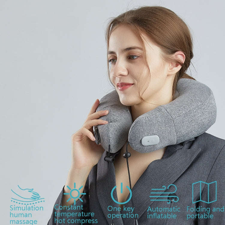 PL60 Neck Massager Cervical Spine Massage Pillow Household Inflatable U-Shaped Neck Pillow(Gray)