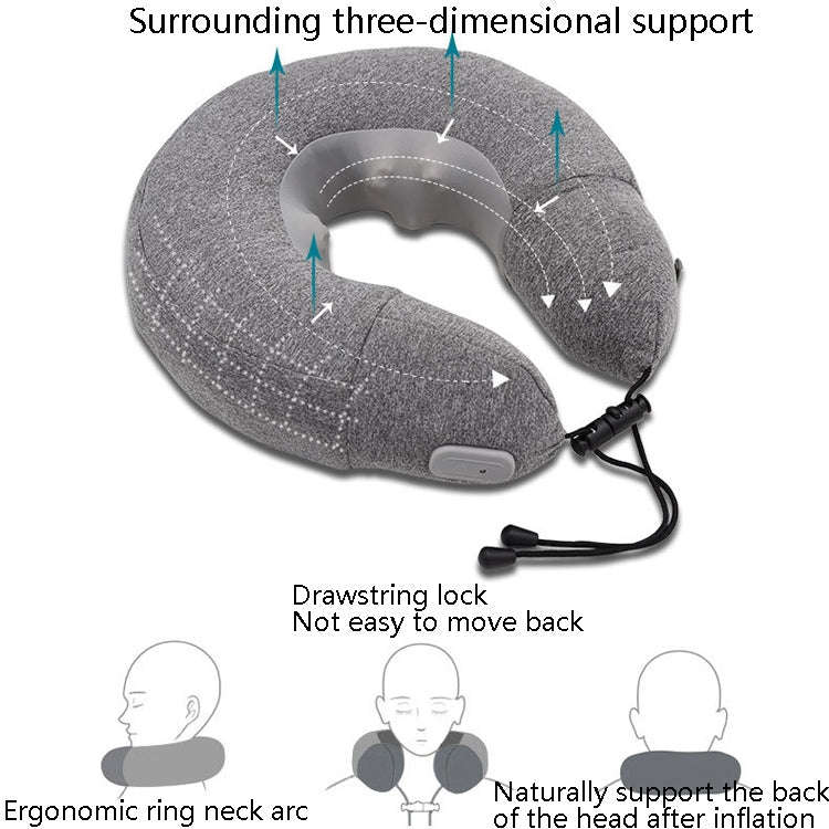 PL60 Neck Massager Cervical Spine Massage Pillow Household Inflatable U-Shaped Neck Pillow(Gray)