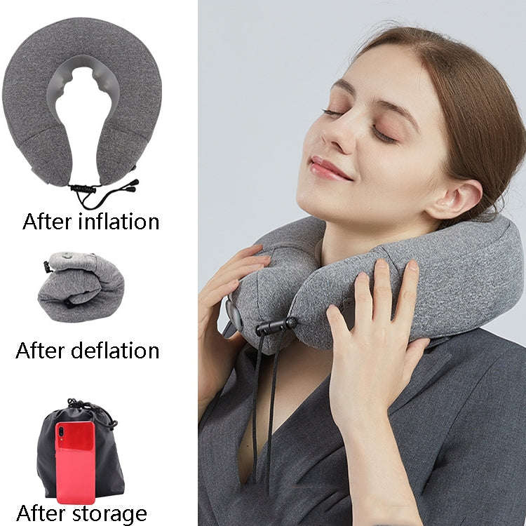 PL60 Neck Massager Cervical Spine Massage Pillow Household Inflatable U-Shaped Neck Pillow(Gray)