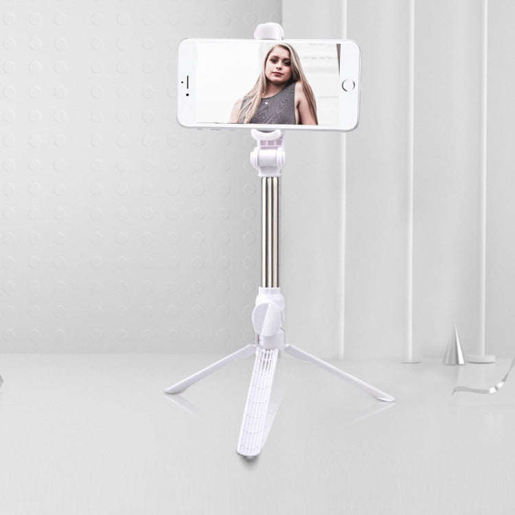 Bluetooth Tripod Selfie Stick Live Mobile Phone Holder(White)
