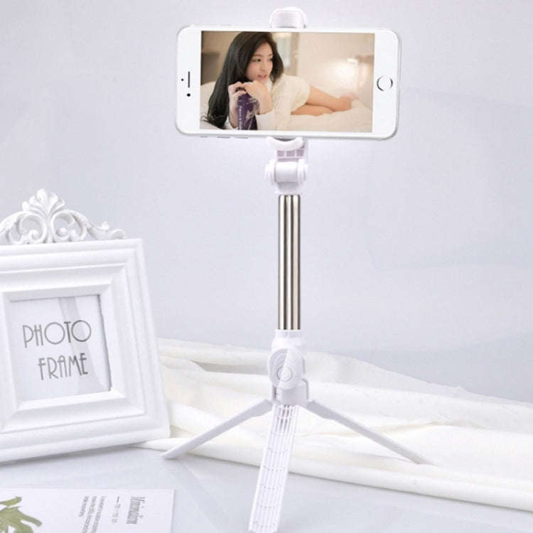 Bluetooth Tripod Selfie Stick Live Mobile Phone Holder(White)