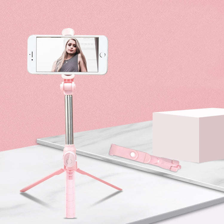 Bluetooth Tripod Selfie Stick Live Mobile Phone Holder(Pink)