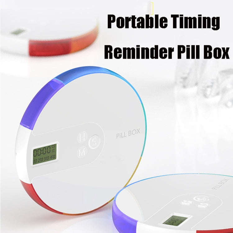 TF217 Portable Timing Reminder Dustproof Plastic Pill Box Pill Storage Box(Colorful)