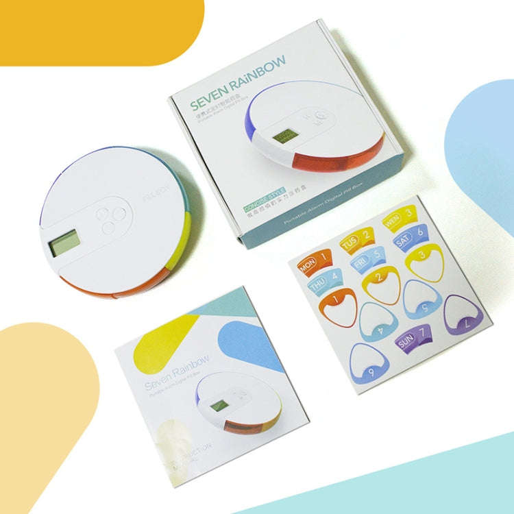 TF217 Portable Timing Reminder Dustproof Plastic Pill Box Pill Storage Box(Colorful)