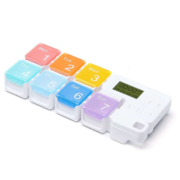 TF-248 7-Cell Smart Timing Reminder Plastic Pill Box Pill Storage Box(Colorful)