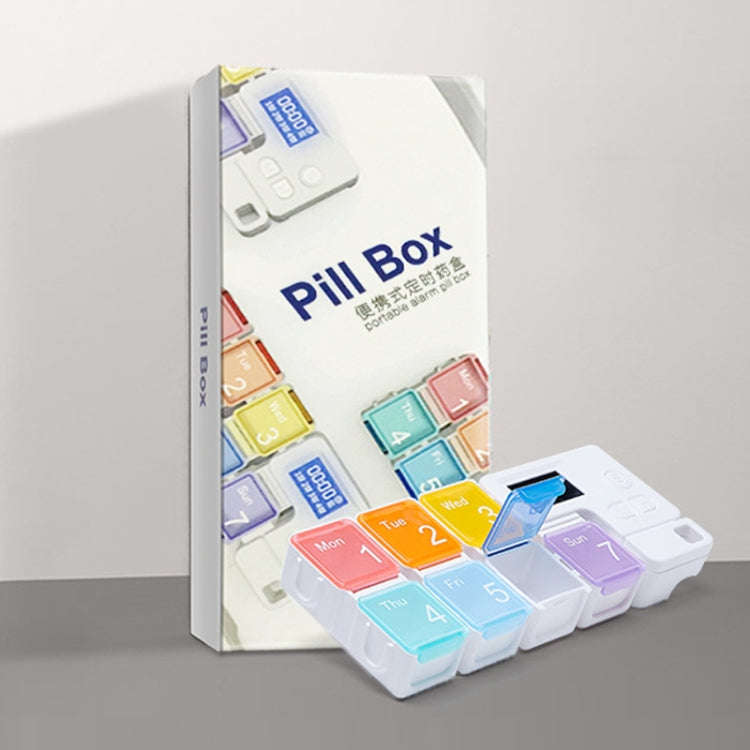 TF-248 7-Cell Smart Timing Reminder Plastic Pill Box Pill Storage Box(Colorful)
