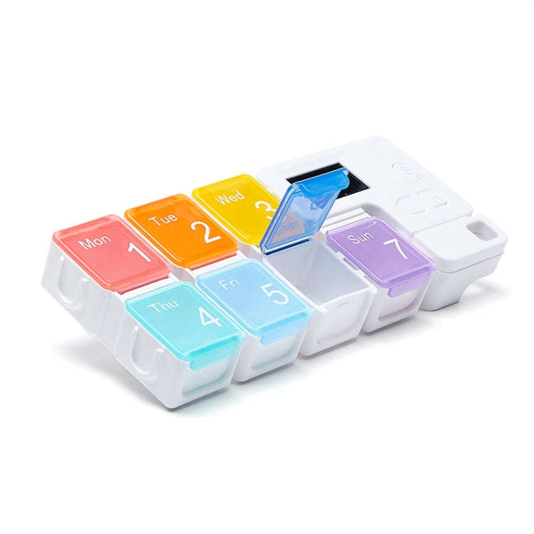 TF-248 7-Cell Smart Timing Reminder Plastic Pill Box Pill Storage Box(Colorful)