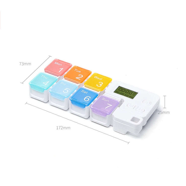 TF-248 7-Cell Smart Timing Reminder Plastic Pill Box Pill Storage Box(Colorful)