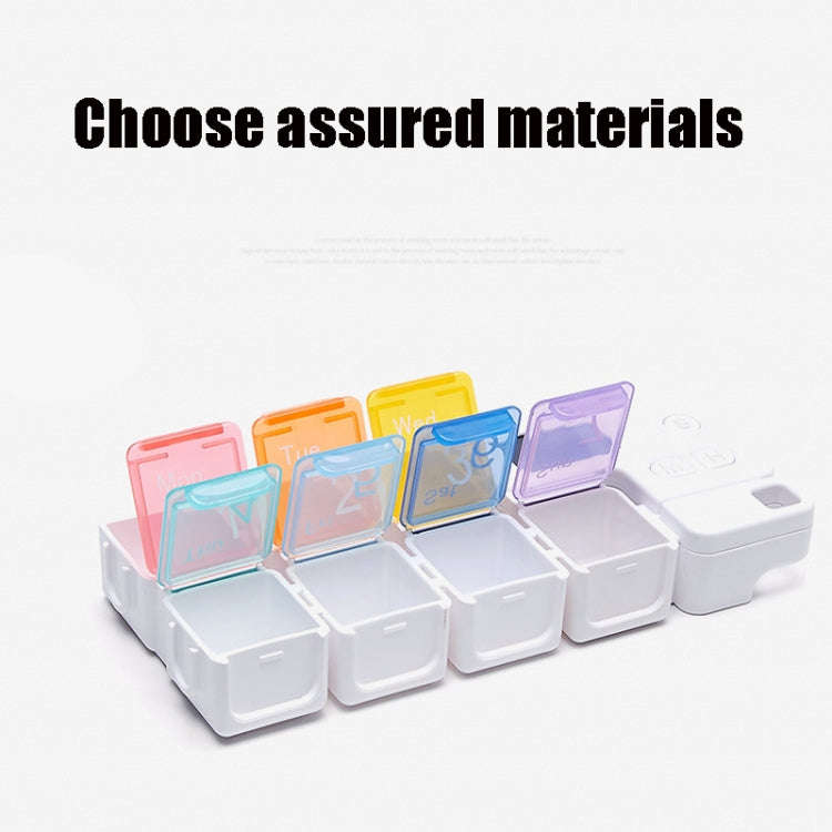 TF-248 7-Cell Smart Timing Reminder Plastic Pill Box Pill Storage Box(Colorful)