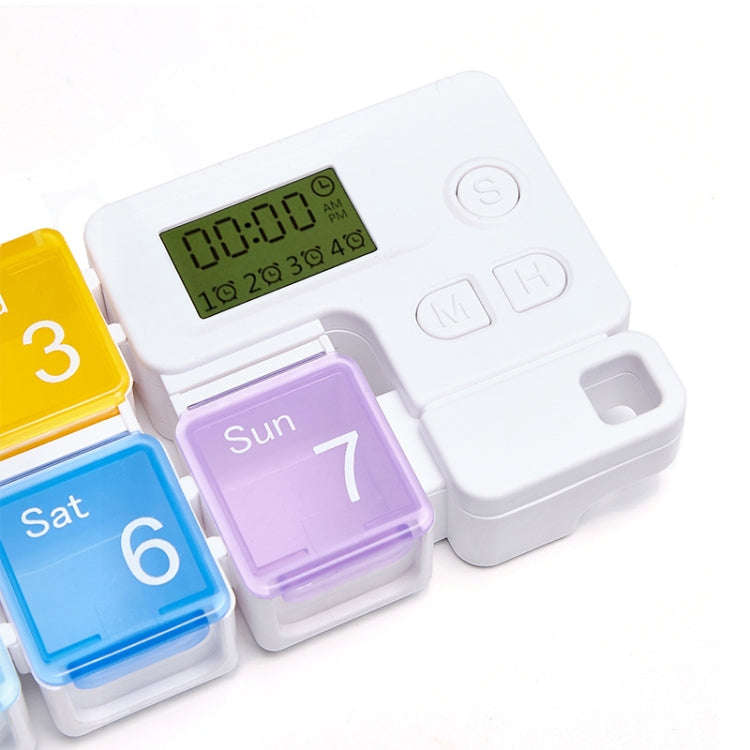 TF-248 7-Cell Smart Timing Reminder Plastic Pill Box Pill Storage Box(Colorful)