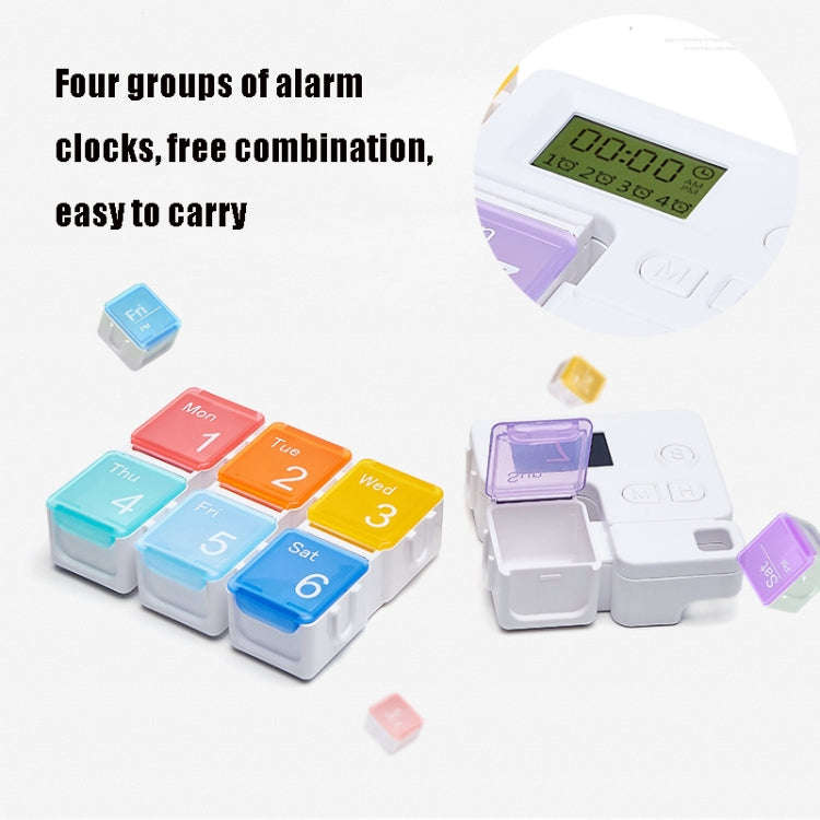 TF-248 7-Cell Smart Timing Reminder Plastic Pill Box Pill Storage Box(Colorful)