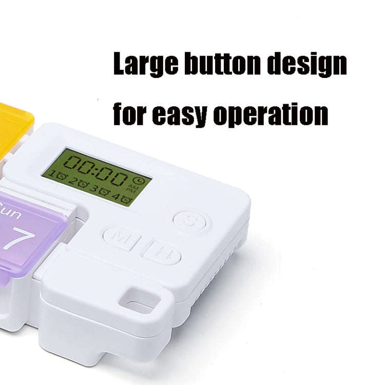 TF-248 7-Cell Smart Timing Reminder Plastic Pill Box Pill Storage Box(Colorful)