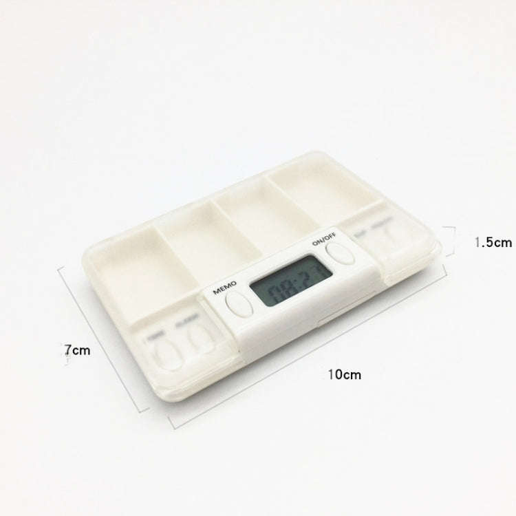 TF200 4-Cell Smart Timed Reminder Portable Plastic Pill Box Pill Storage Box(White)