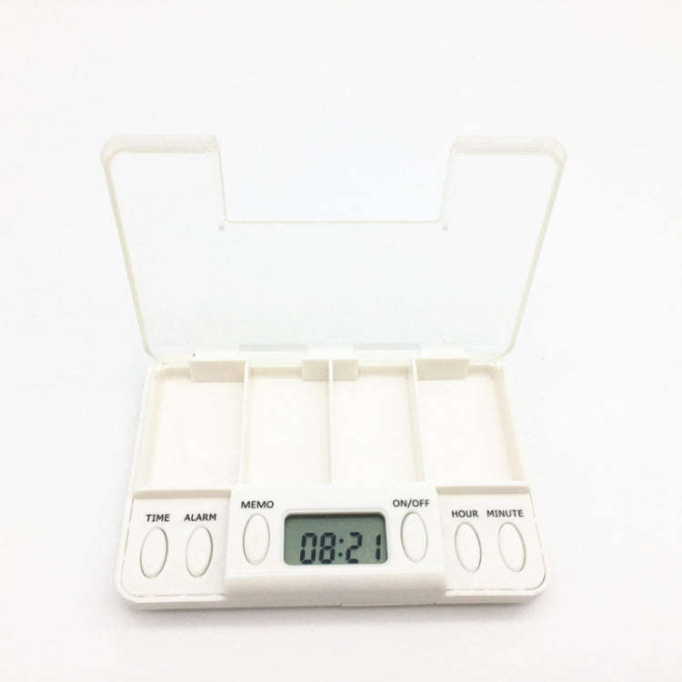 TF200 4-Cell Smart Timed Reminder Portable Plastic Pill Box Pill Storage Box(White)