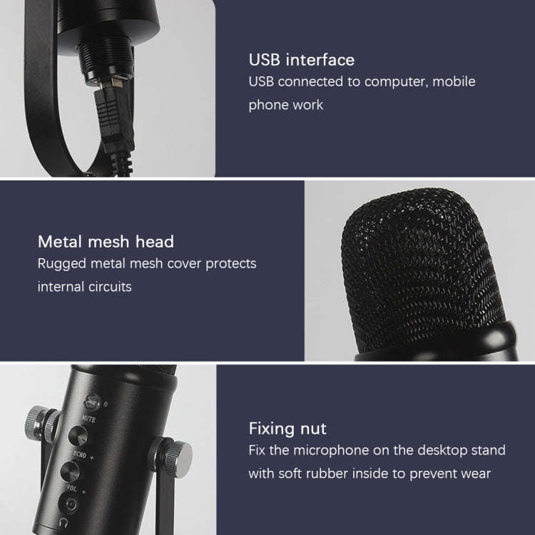 BM-86 USB Condenser Microphone Voice Recording Computer Microphone Live Broadcast Equipment Set, ...