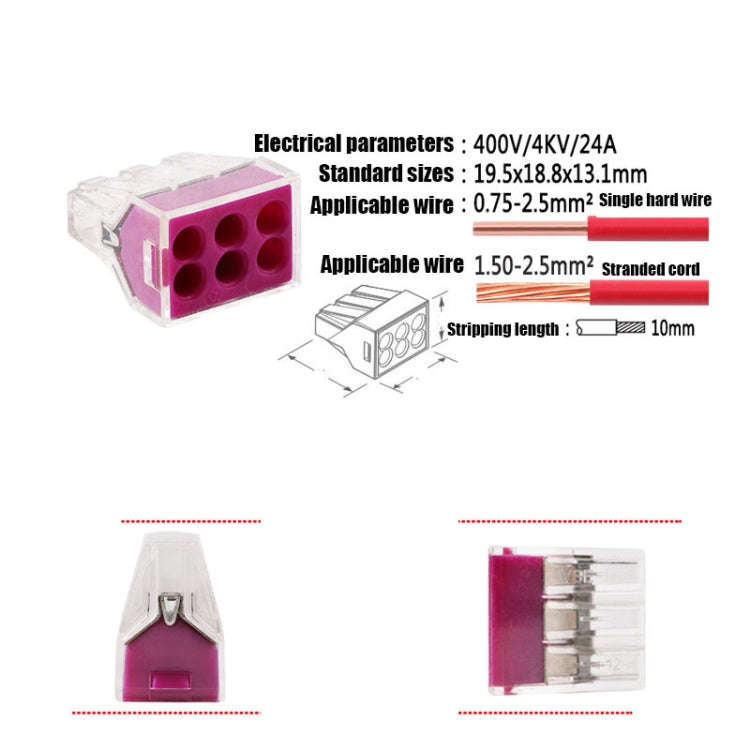 10 PCS VSELE 106A Wire Quick Connector Block Parallel Plug-In Terminal