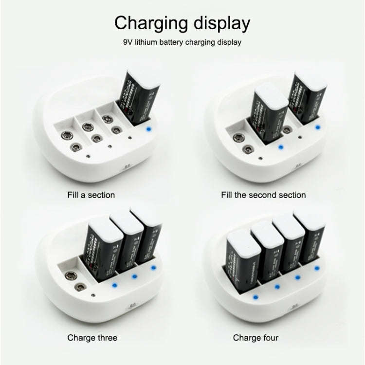 Four-Slot 9V Lithium Battery Charger For Multimeter Microphone Remote Control Battery Charger, US...
