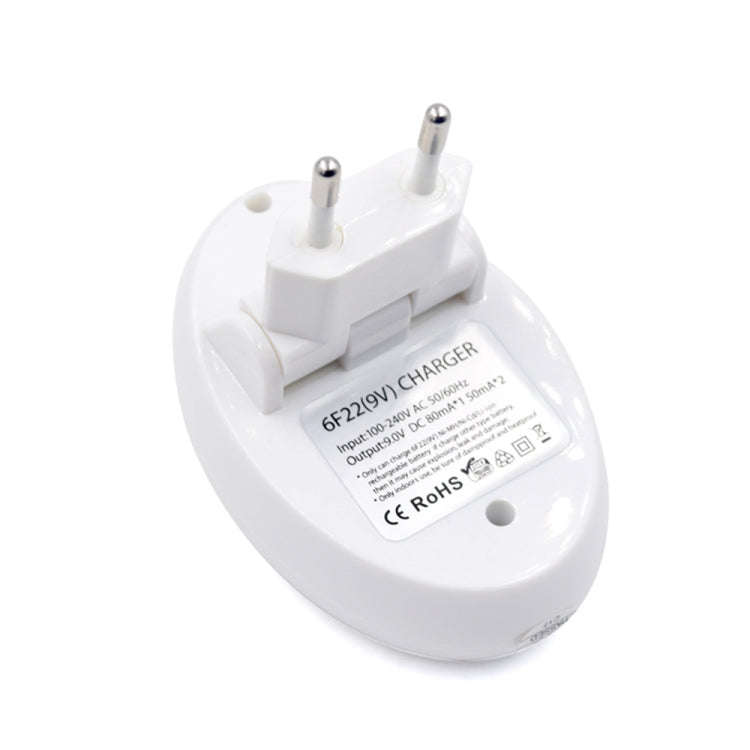 9V L-ion Rechargeable Battery 6F22 9V Lithium Batteries Charger(EU Plug)