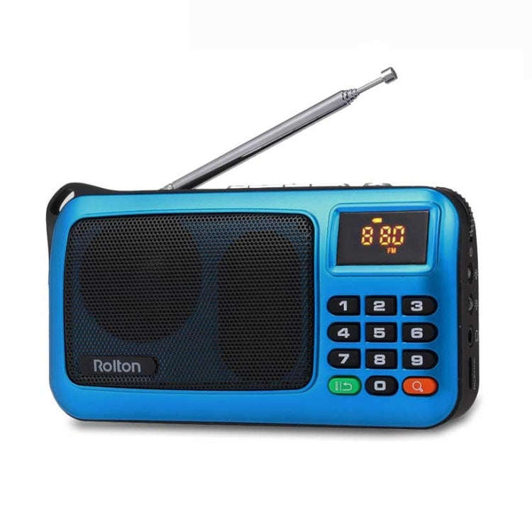 Rolton W405 Portable Mini FM Radio TF Card USB Receiver Music Player with LED Display(Blue)